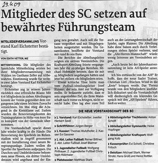 2009 Jahresversammlung des SCM