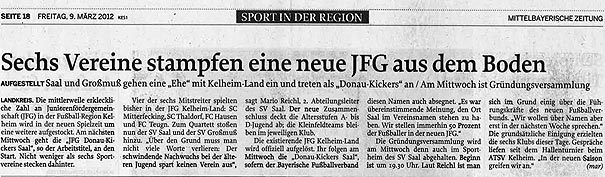 Gründung der JFG Donau-Kickers Saal e.V.