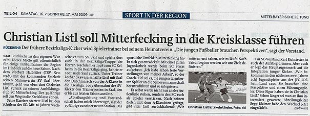 Christian Listl wird als Trainer verpflichtet 